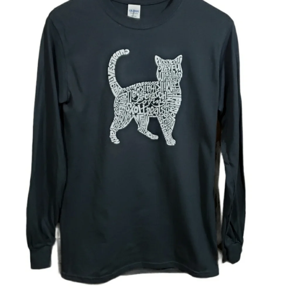 LA Pop Art NWT cat words to make a cat graphic long sleeve shirt - Picture 2 of 8